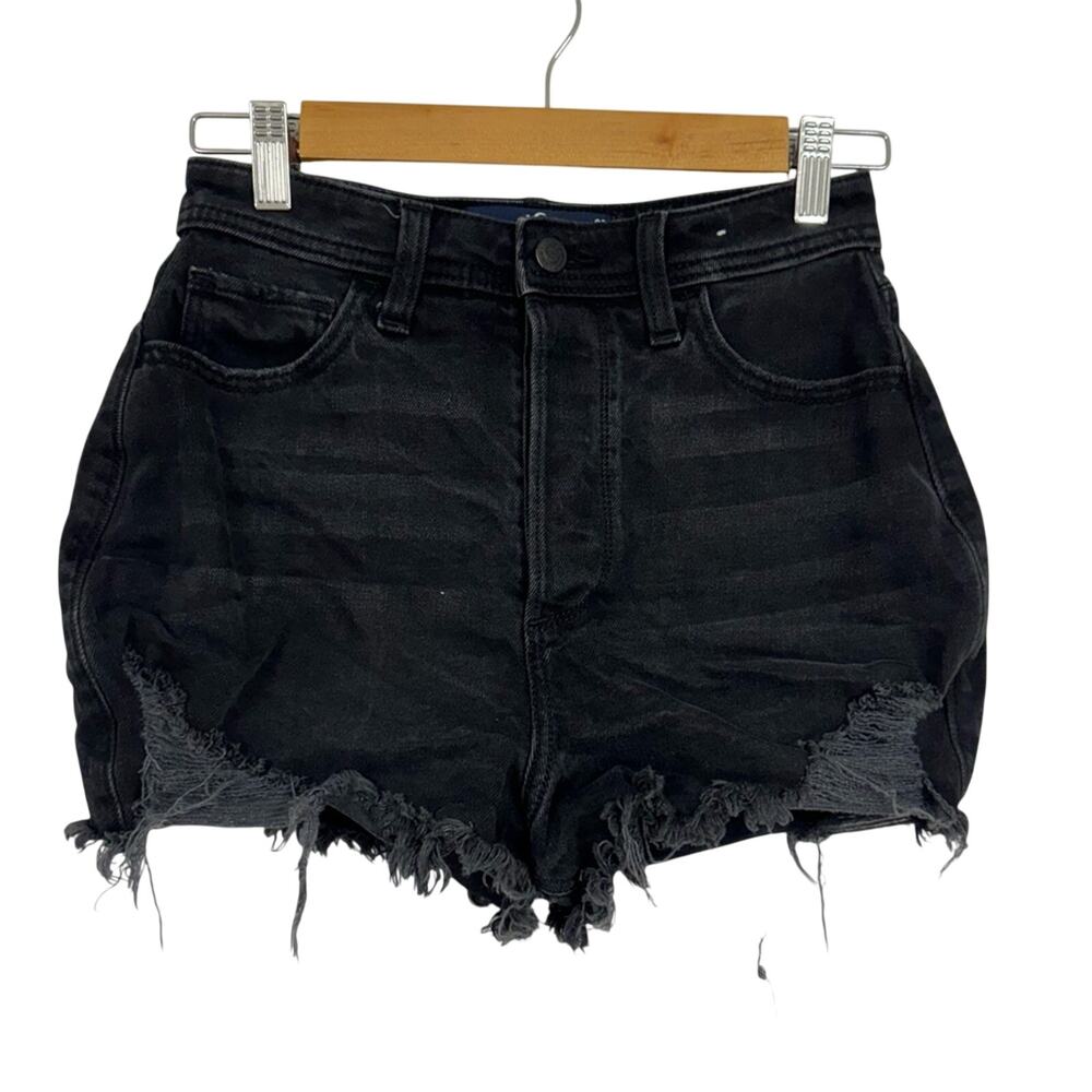 Hollister Black Distressed Cut Off Jean Shorts Womens 26 Denim Festival Beachy